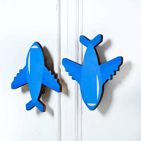 Handcrafted Acacia Wood Aeroplane Handle Pair